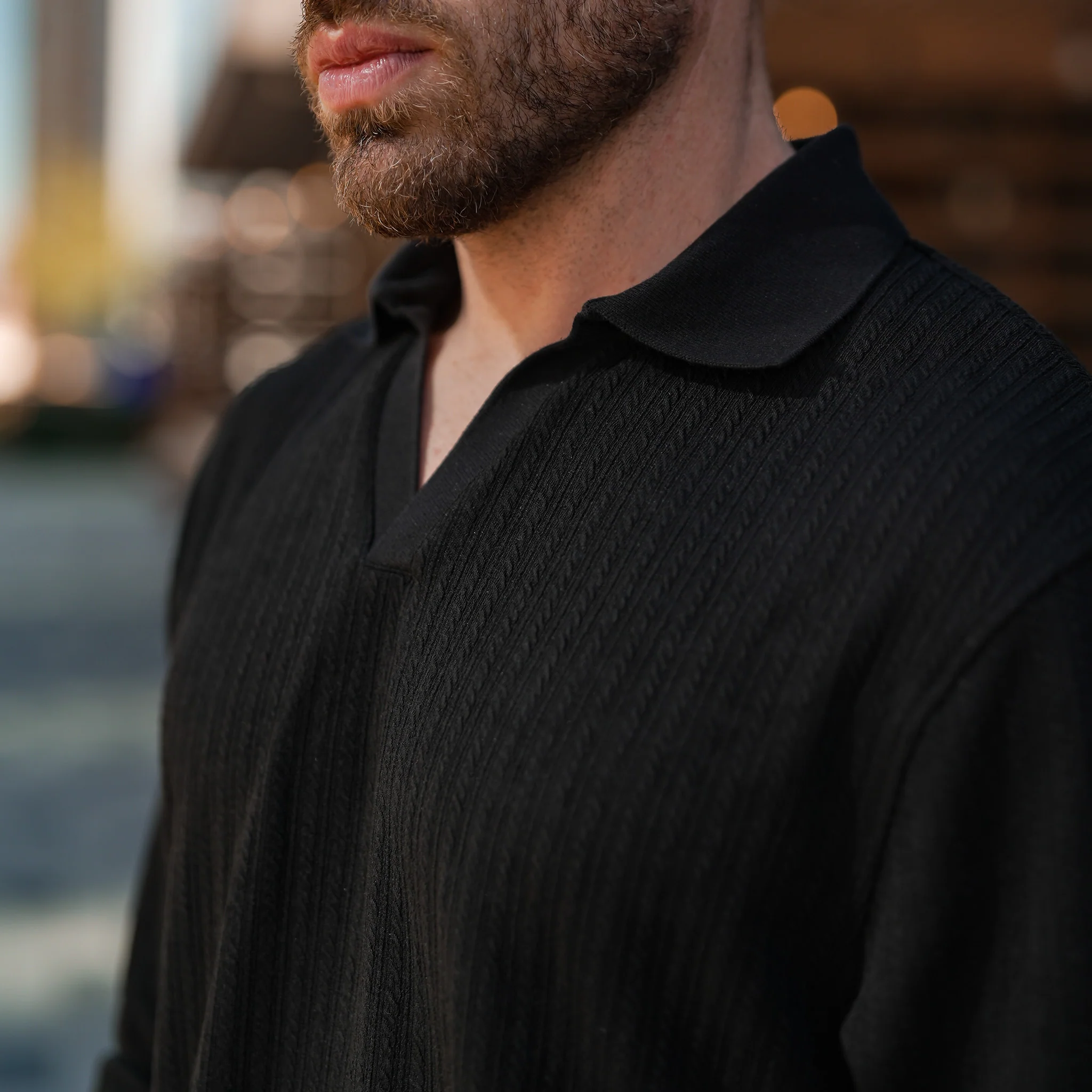 Monaco Longsleeve Polo - Black - Image 6