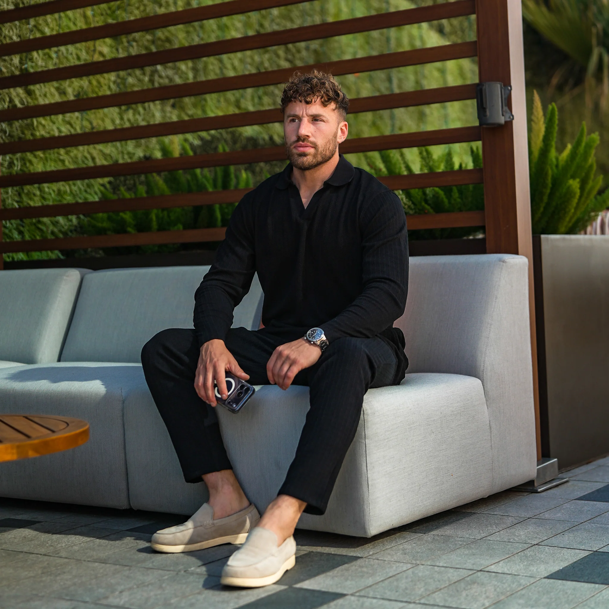 Monaco Longsleeve Polo - Black - Image 7