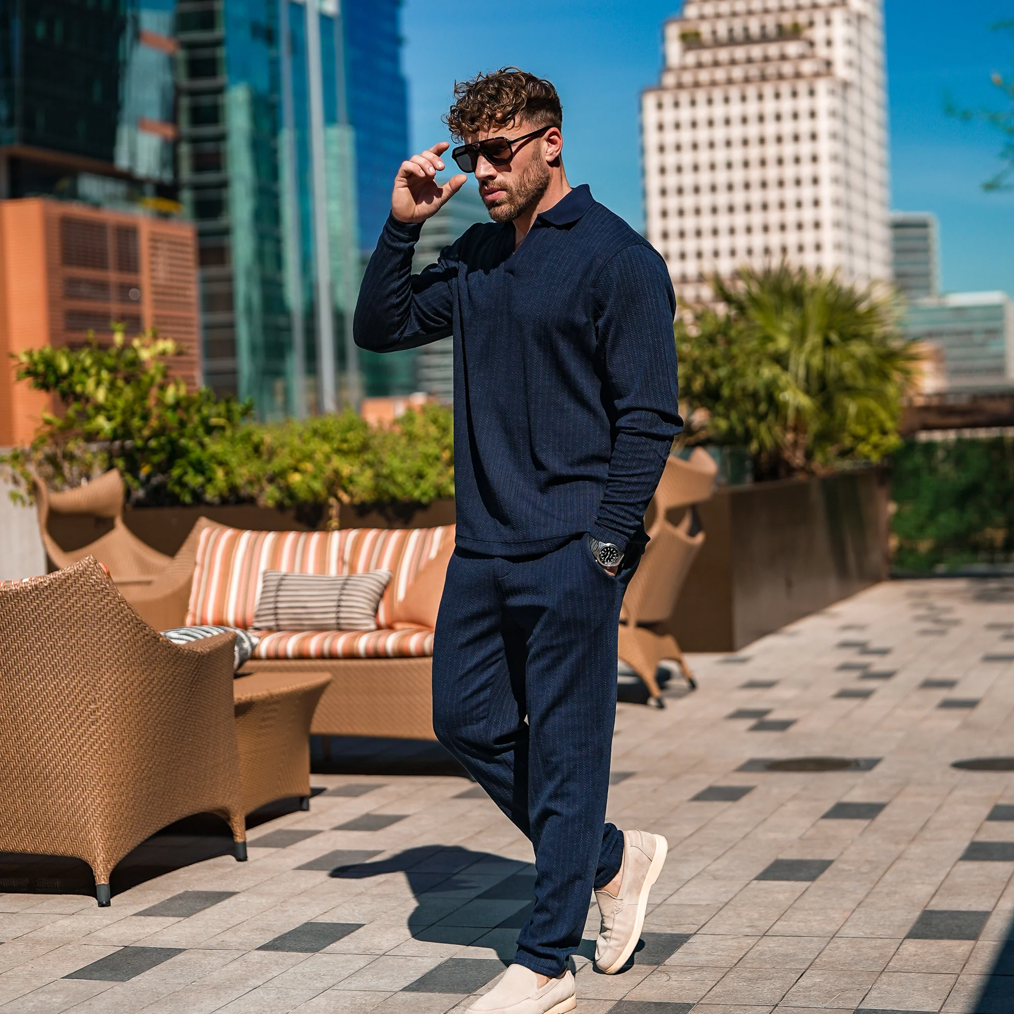 Monaco Longsleeve Polo - Navy - Image 7